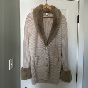 Ronny Kobo Fur Lined Cardigan Sweater